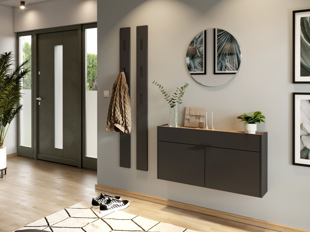 Polica za obuću Cirsale 102 (Graphite + Navarra hrast)