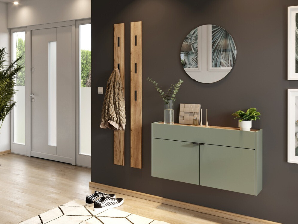 Polica za obuću Cirsale 102 (Прашњаво зелена + Navarra hrast)