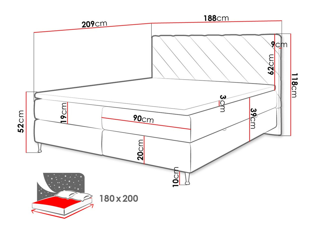 Boxspring krevet ComfiDream 176 (Fresh 11)