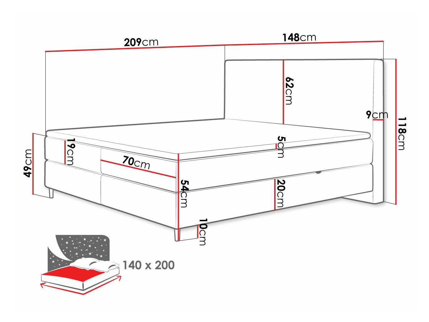 Boxspring krevet ComfiDream 177 (Poso 100 + Paros 01)