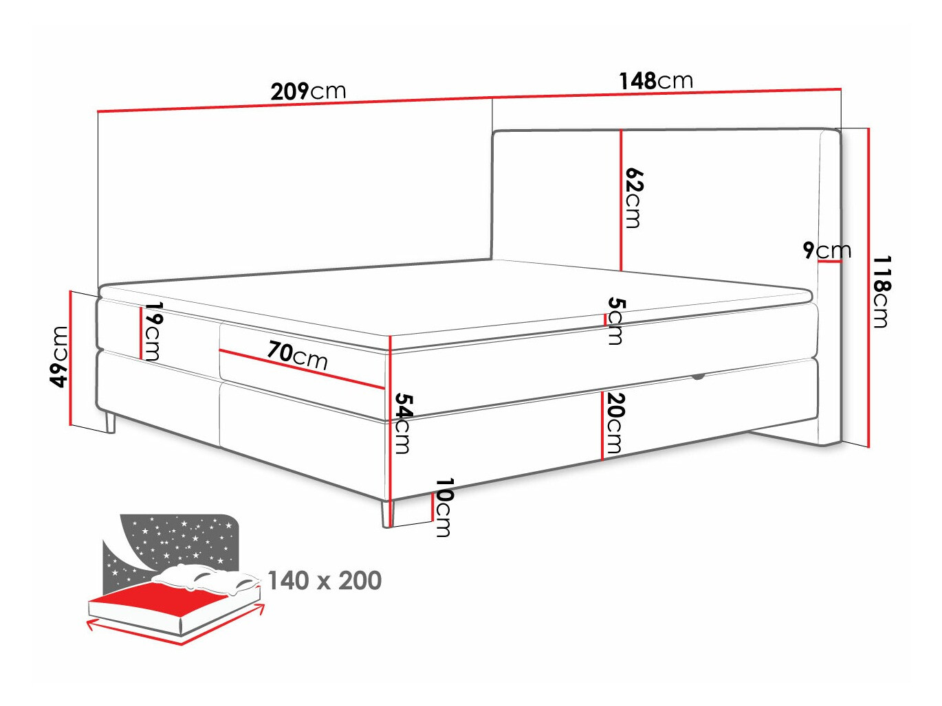 Boxspring krevet ComfiDream Miraara (Poso 55 + Paros 05)