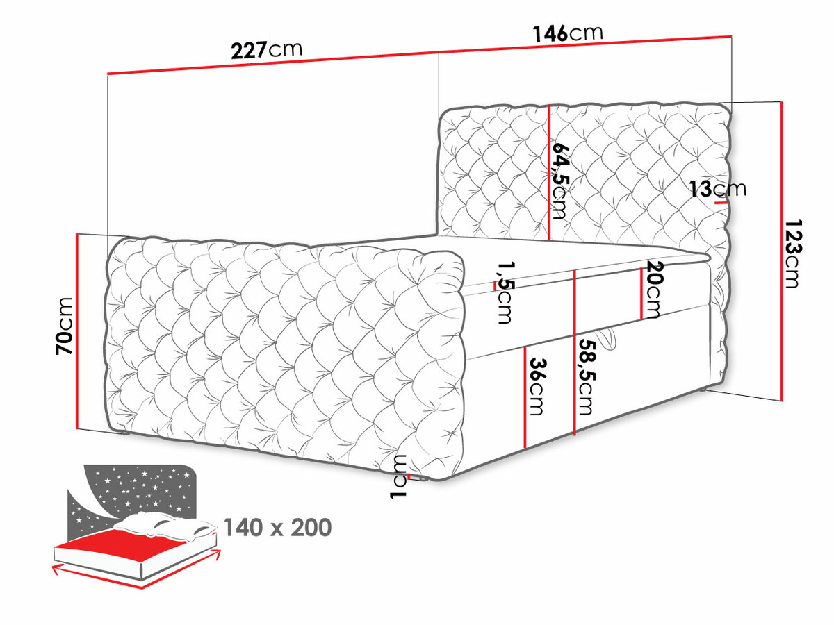 Boxspring krevet Baltimore 186 (Velluto 20)