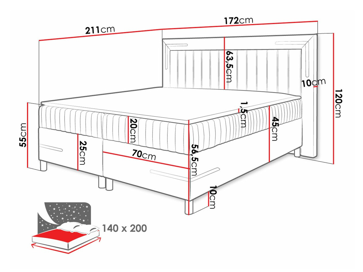Boxspring krevet Baltimore 188 (Fresh 37)
