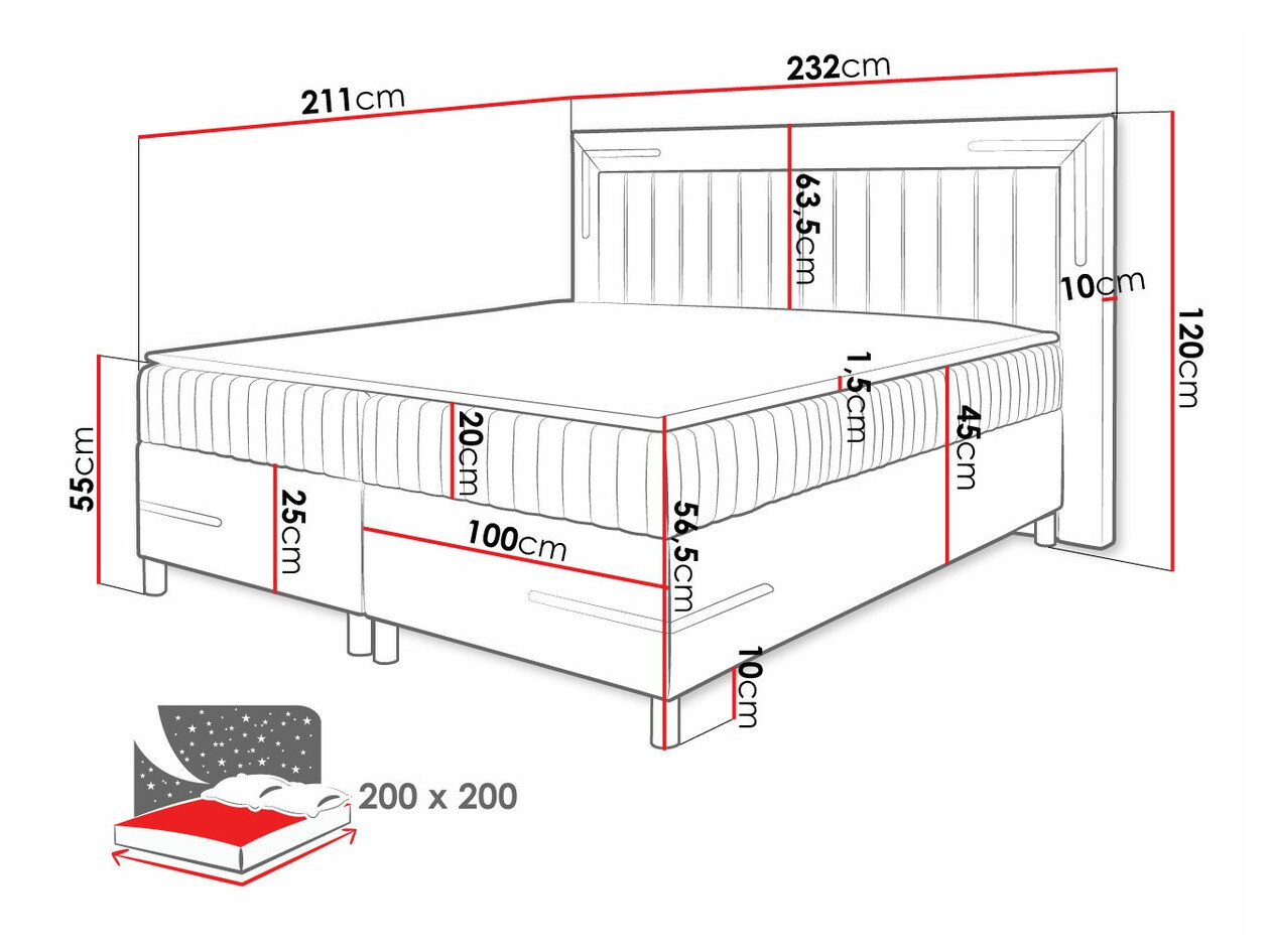 Boxspring krevet Baltimore 188 (Fresh 37)