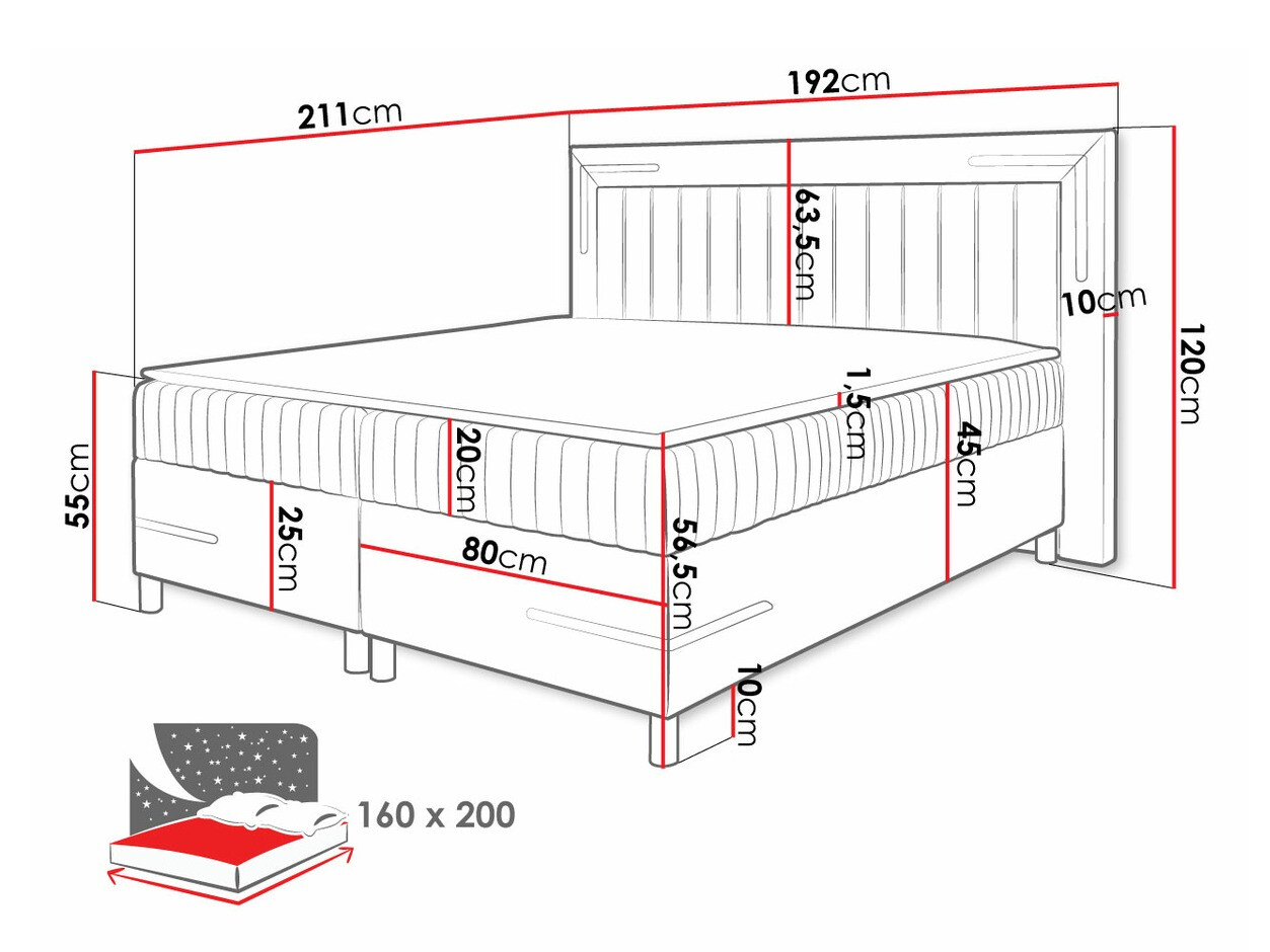 Boxspring krevet Baltimore 188 (Fresh 4)