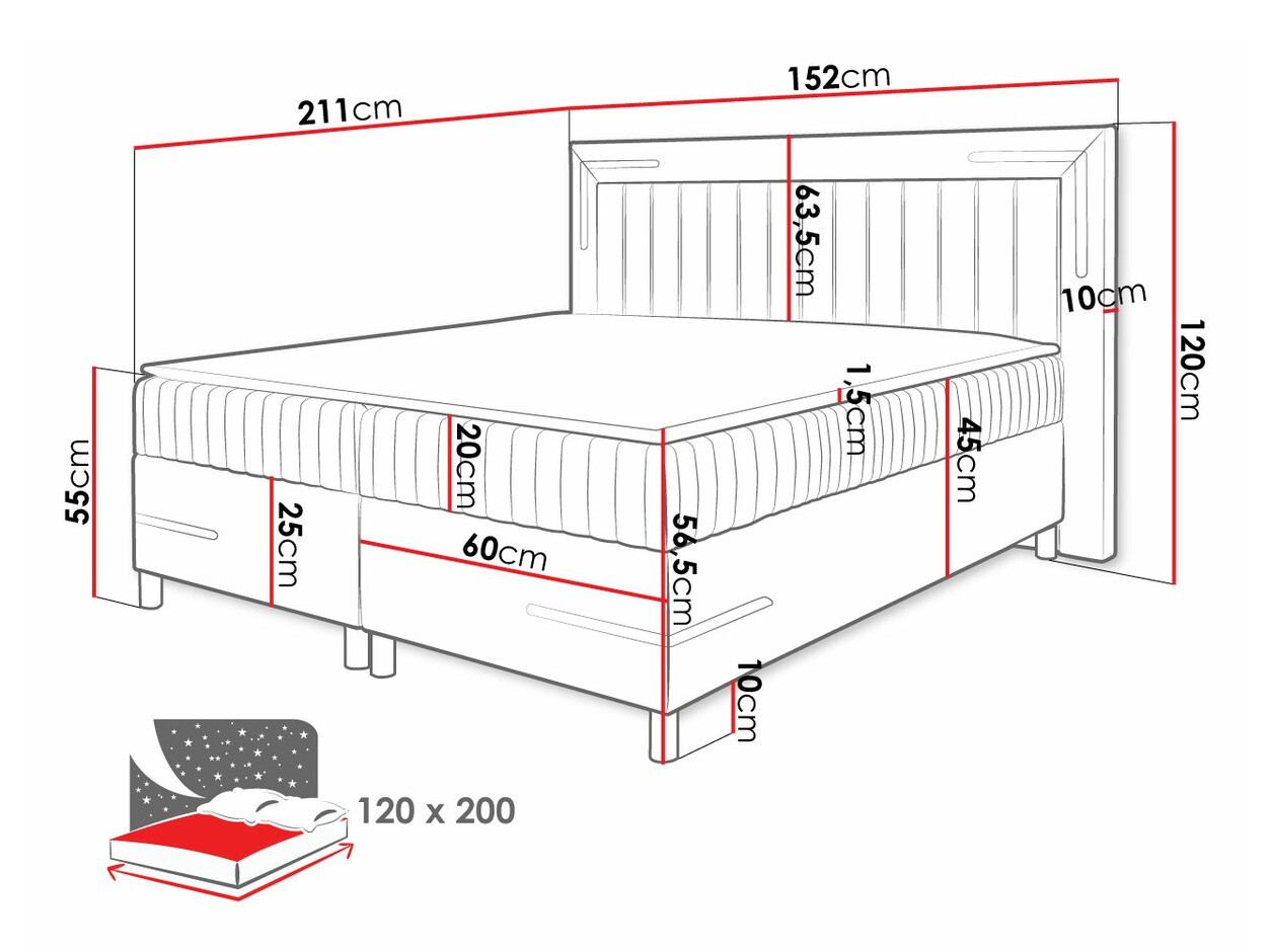 Boxspring krevet Baltimore 188 (Velluto 14)