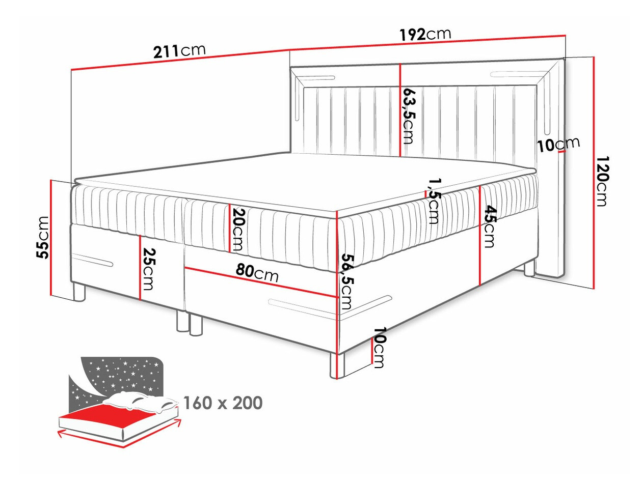 Boxspring krevet Baltimore 188 (Velluto 14)