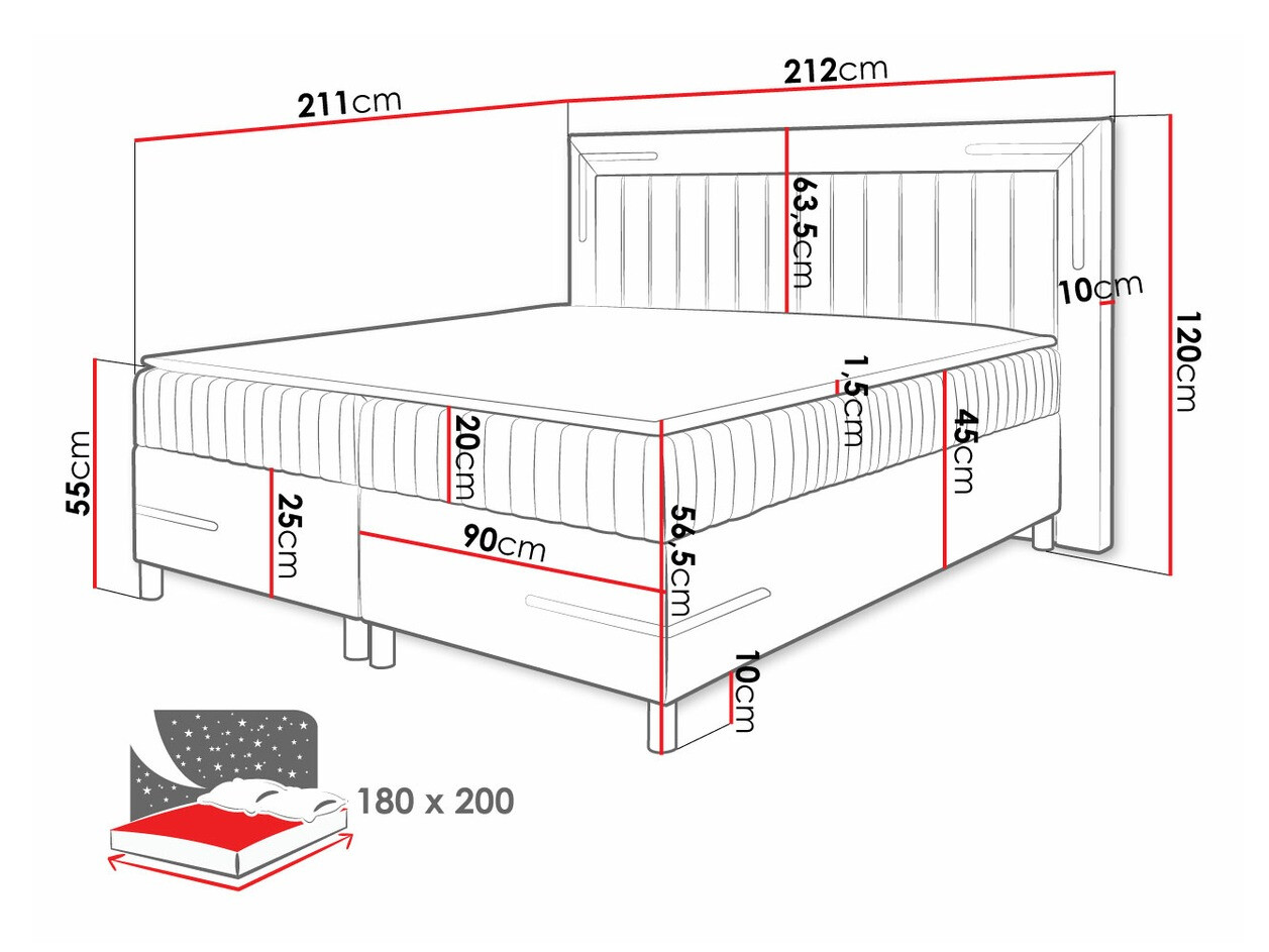 Boxspring krevet Baltimore 188 (Velluto 14)