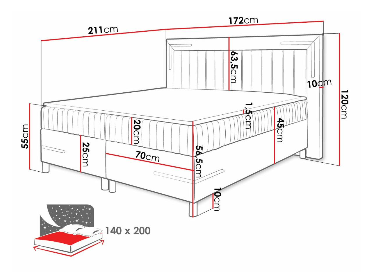 Boxspring krevet Baltimore 188 (Velluto 15)