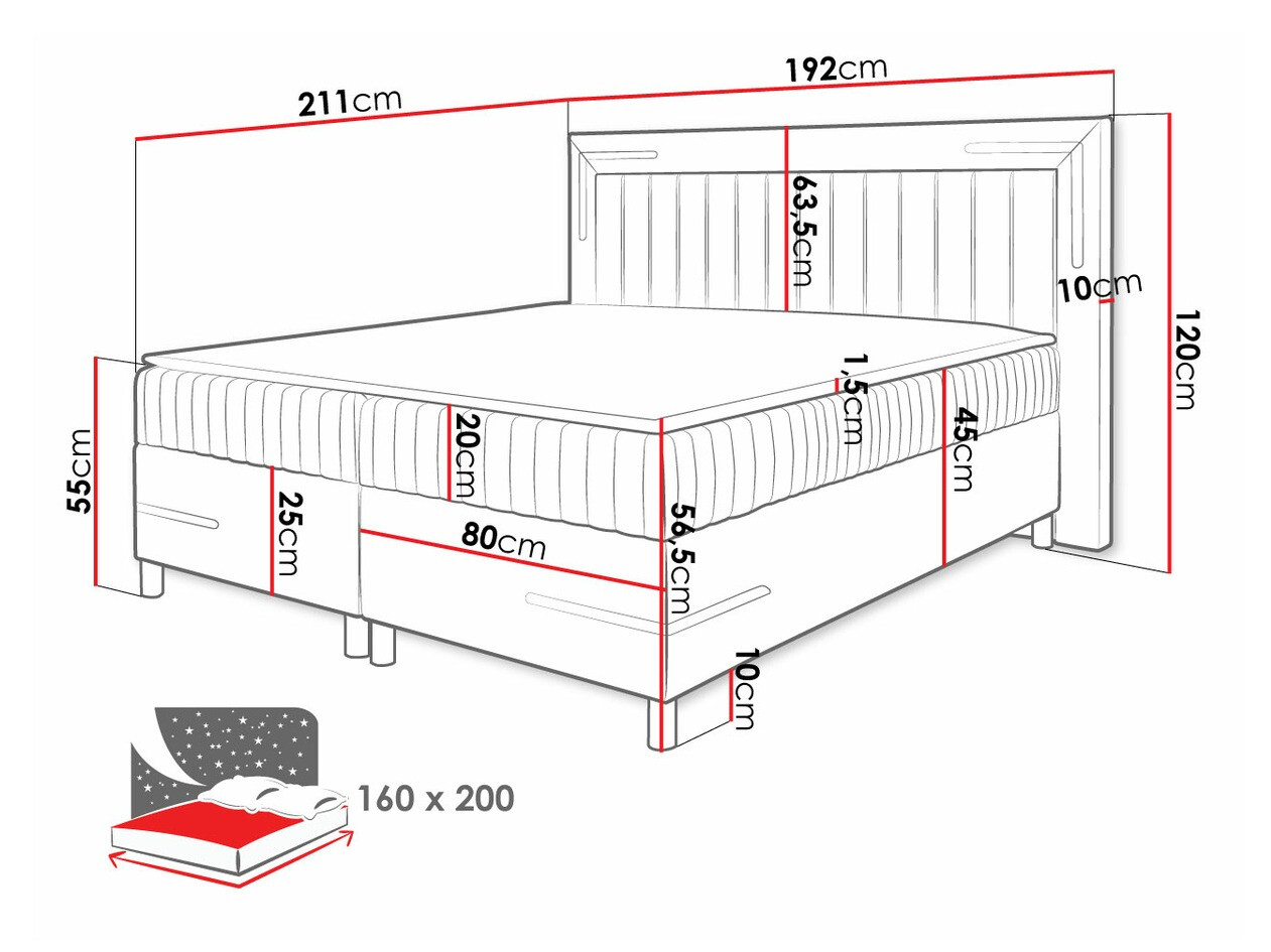 Boxspring krevet Baltimore 188 (Velluto 15)