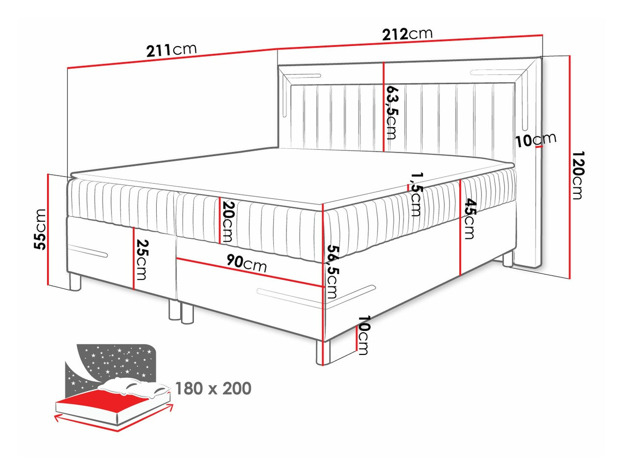 Boxspring krevet Baltimore 188 (Velluto 15)