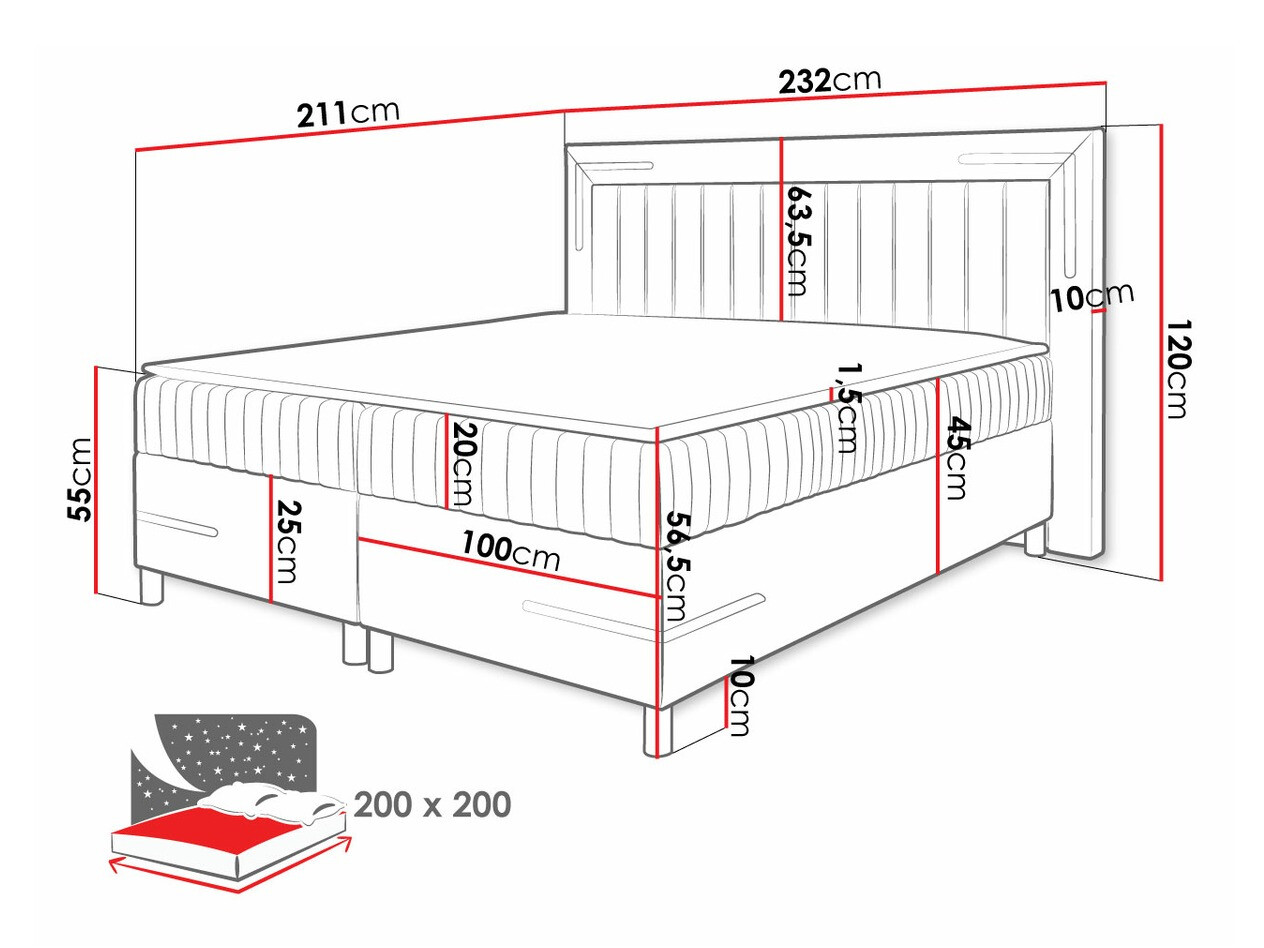 Boxspring krevet Baltimore 188 (Velluto 15)