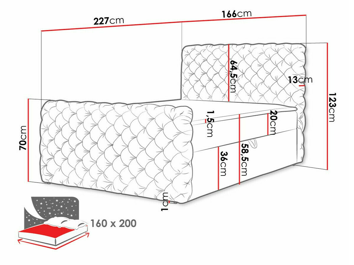 Boxspring krevet Lac I (Velluto 13)