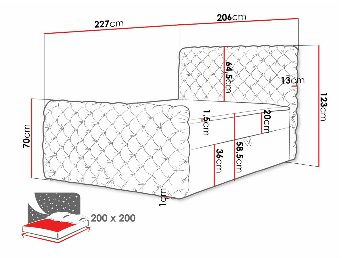 Boxspring krevet Lac I (Velluto 13)