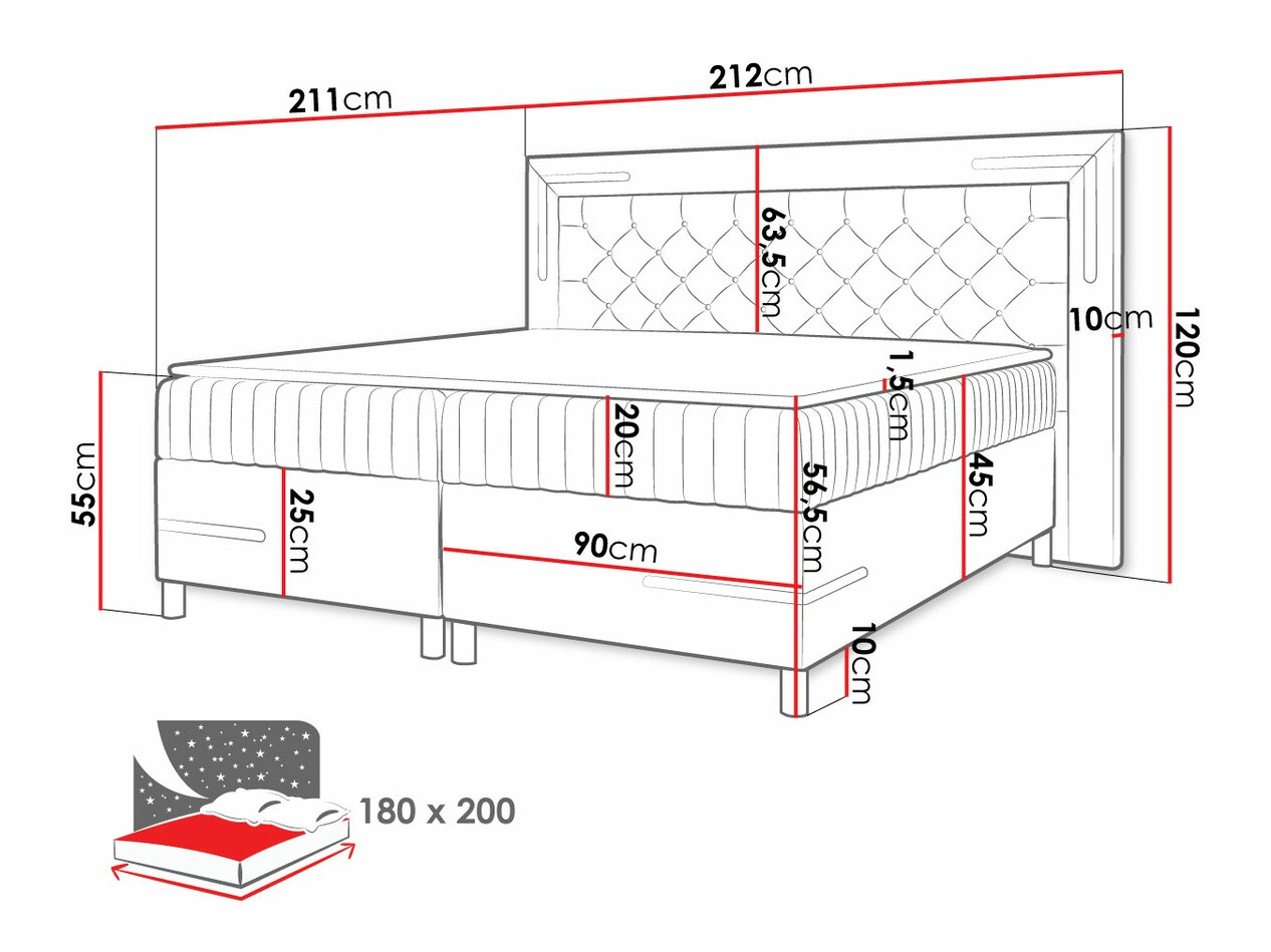 Boxspring krevet Baltimore 189 (Fresh 13)