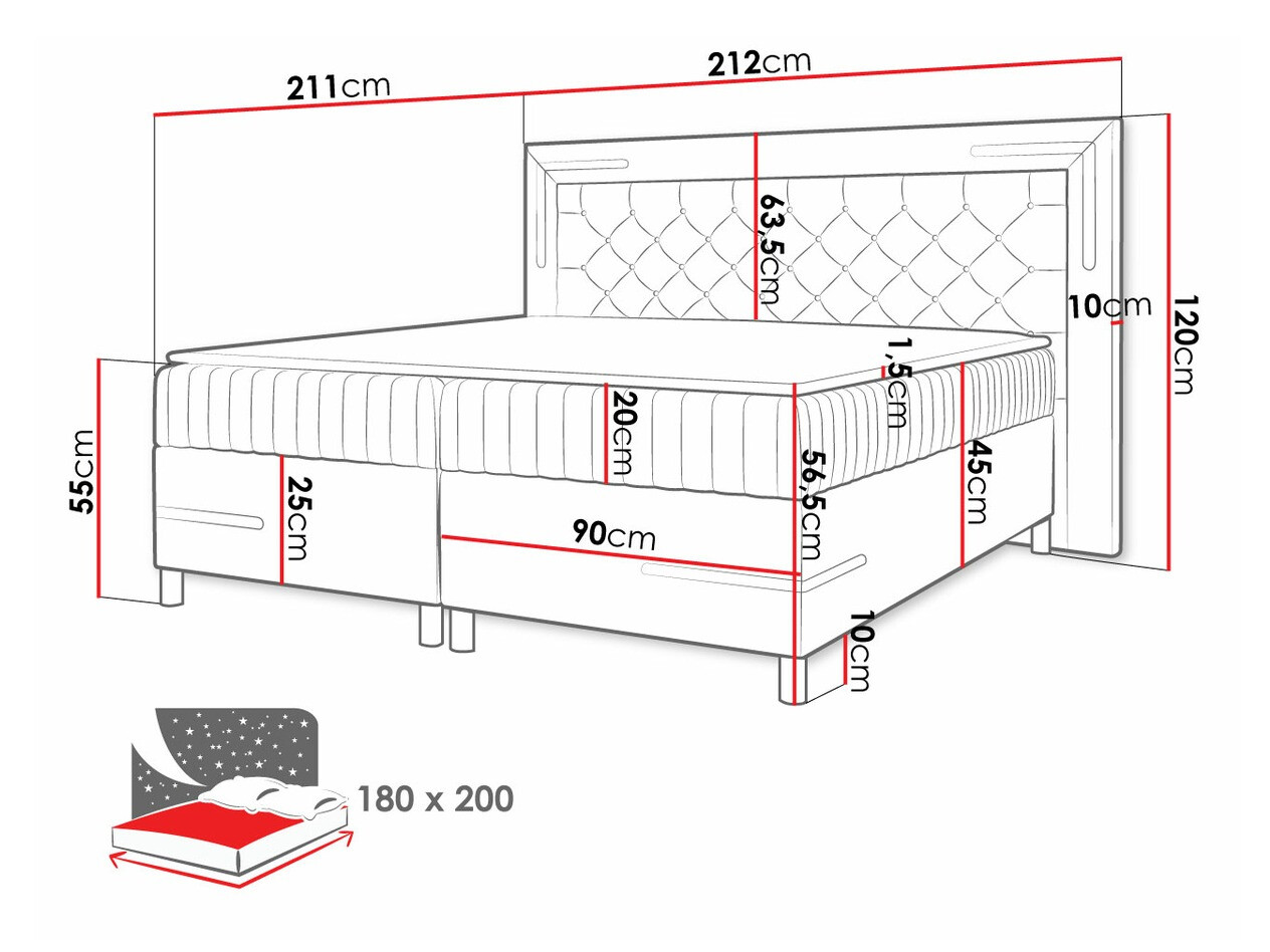 Boxspring krevet Baltimore 189 (Fresh 37)
