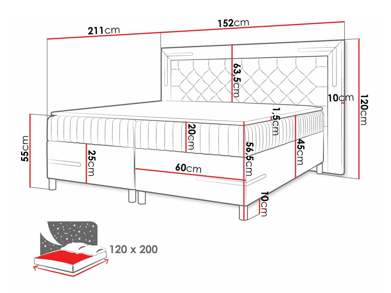 Boxspring krevet Baltimore 189 (Velluto 14)