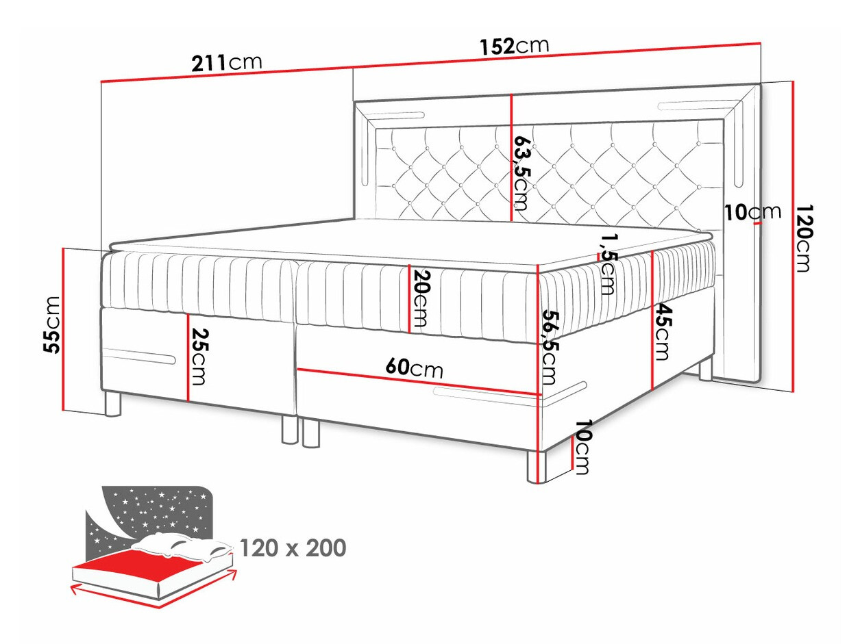Boxspring krevet Baltimore 189 (Velluto 15)