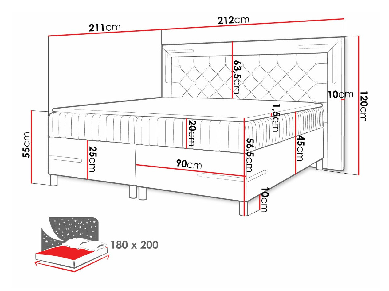 Boxspring krevet Baltimore 189 (Velluto 15)