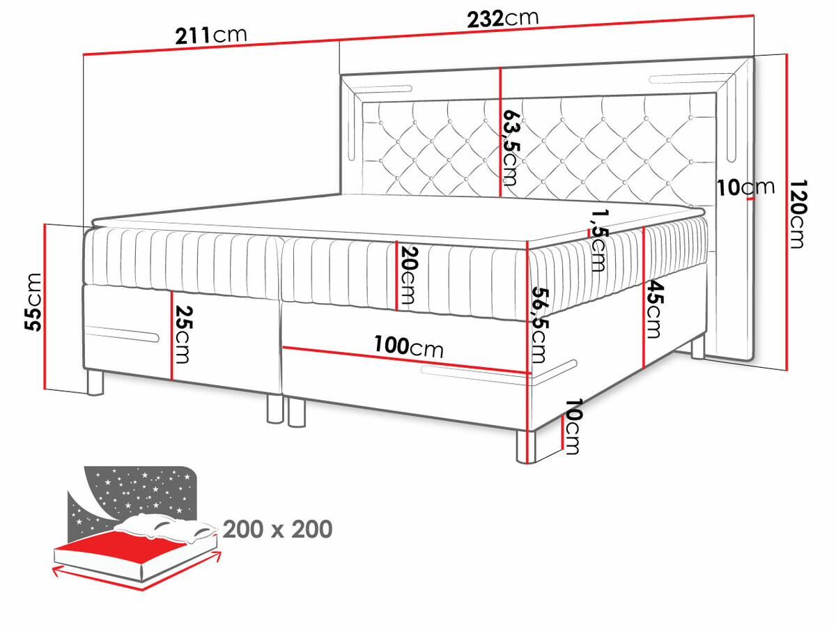 Boxspring krevet Baltimore 189 (Velluto 15)