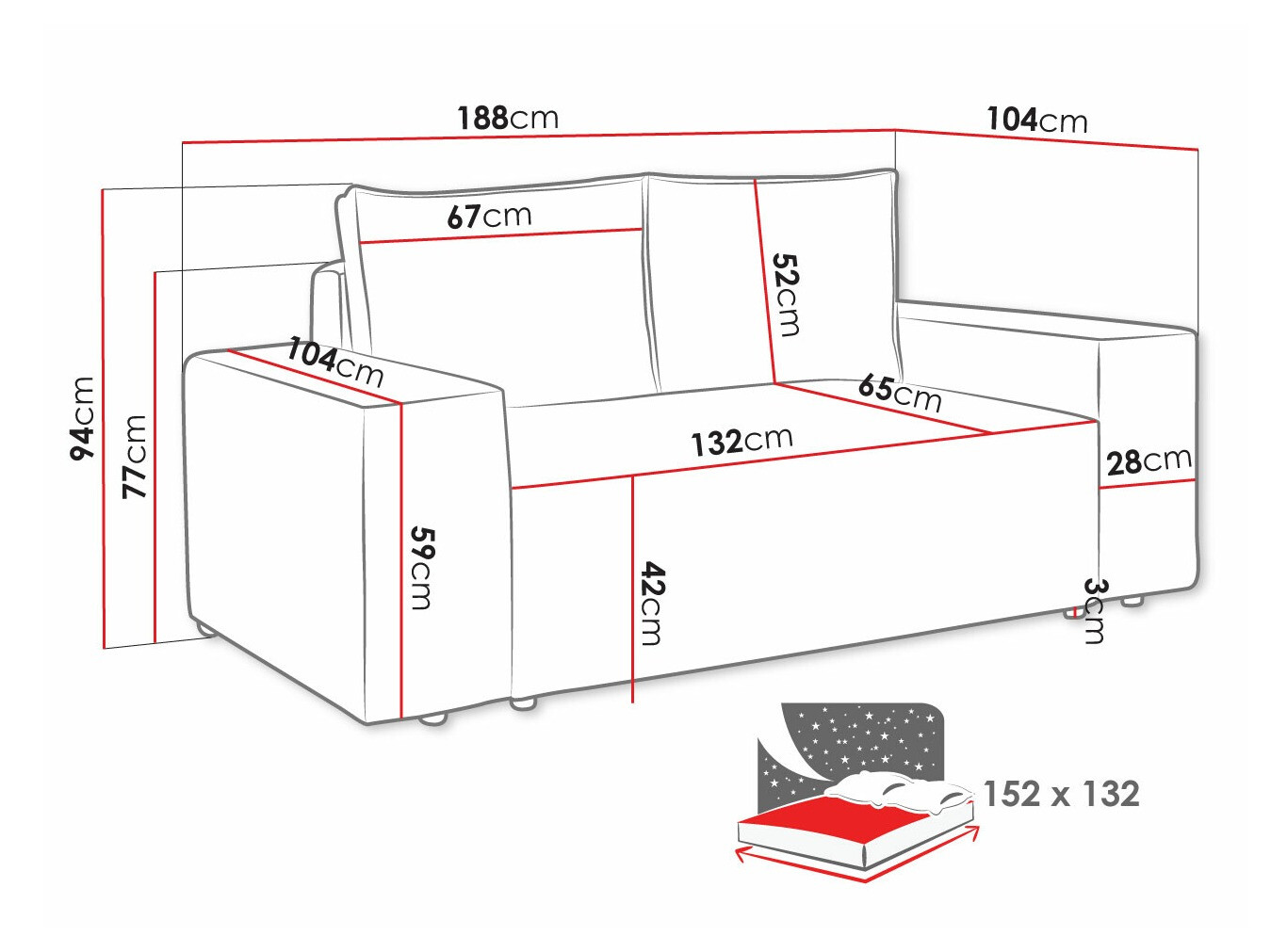 Sofa na razvlačenje Clovis 107 (Poso 01)