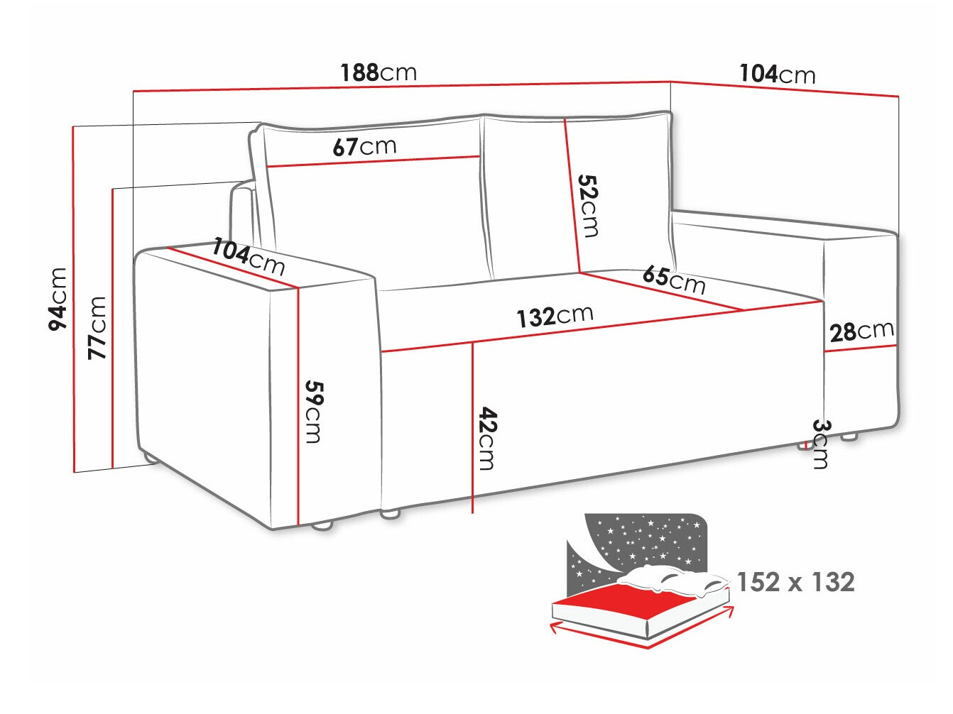 Sofa na razvlačenje Clovis 107 (Poso 110)