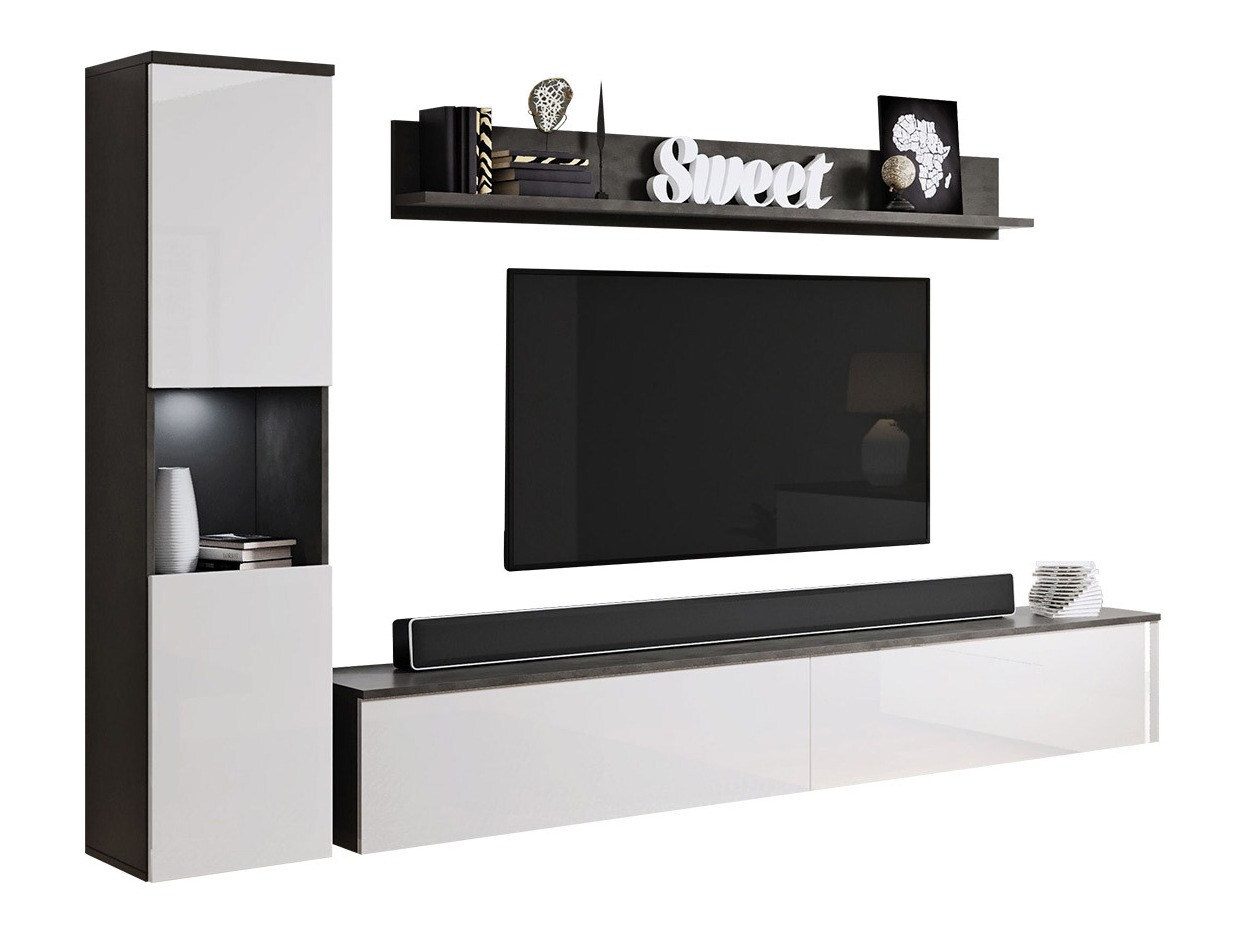 Set za dnevnu sobu Sarasota 130 (Tamnosiva + Sjajno belo)