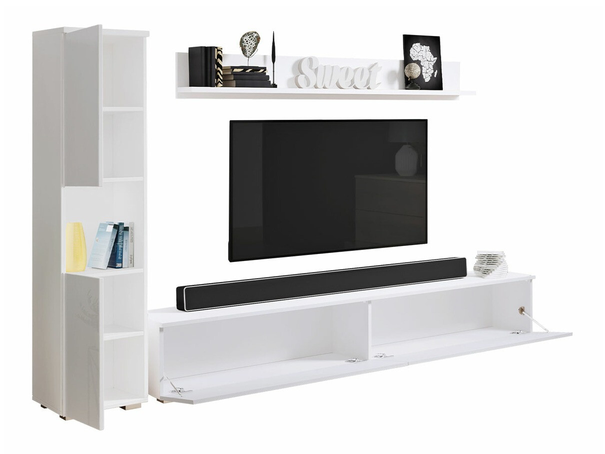 Set za dnevnu sobu Sarasota 130 (Tamnosiva + Sjajno belo)