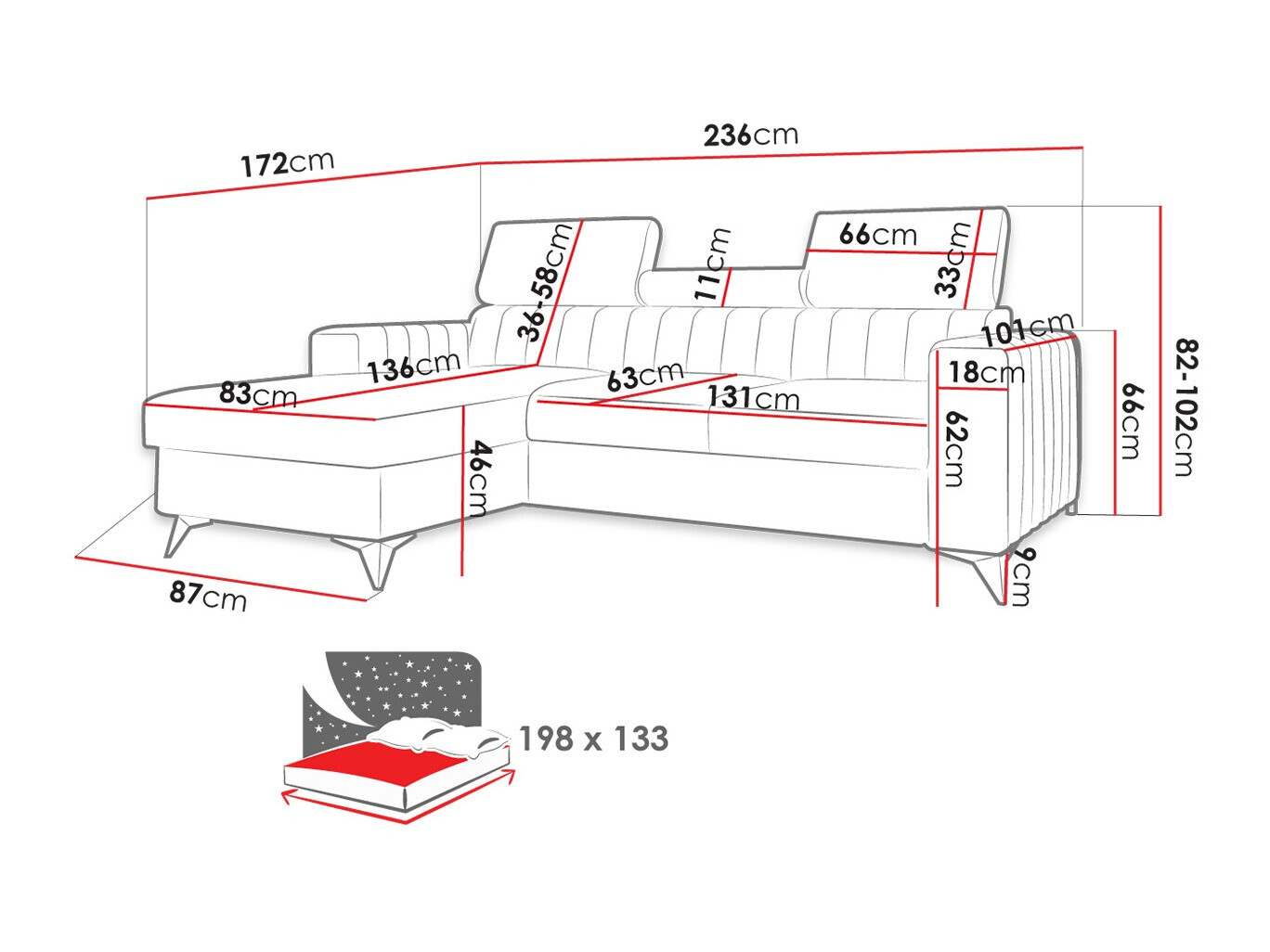 Ugaona sofa Columbus 191 (Poso 05)