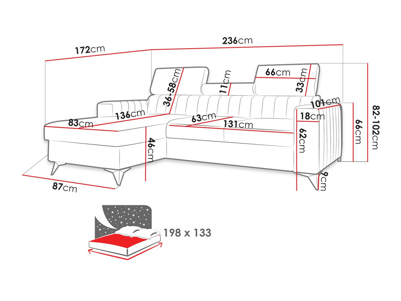 Ugaona sofa Columbus 191 (Poso 110)