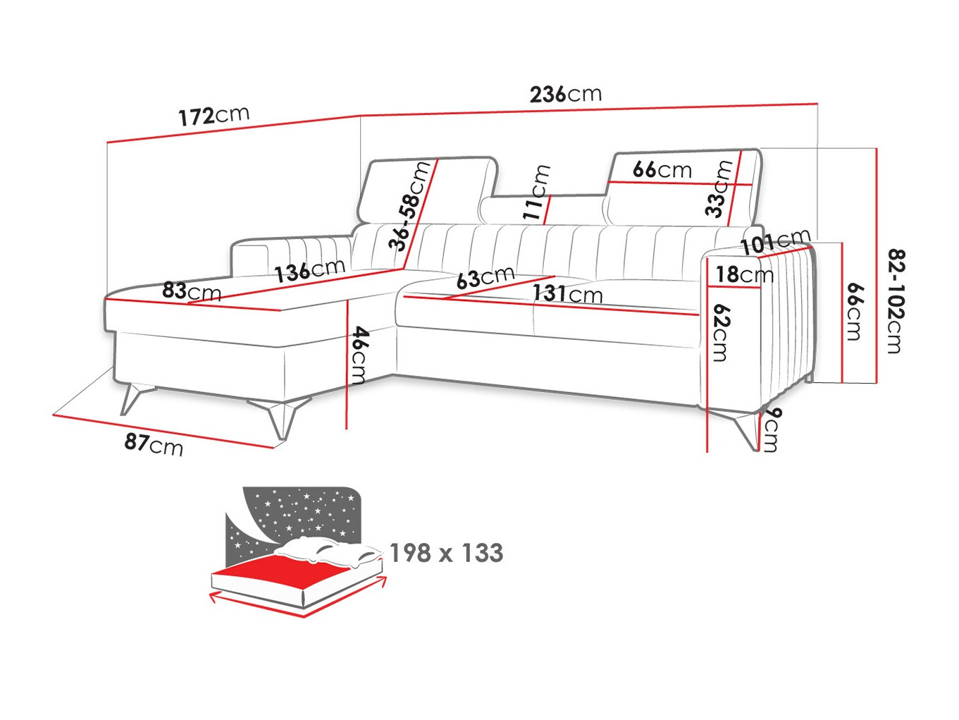 Ugaona sofa Columbus 191 (Poso 14)