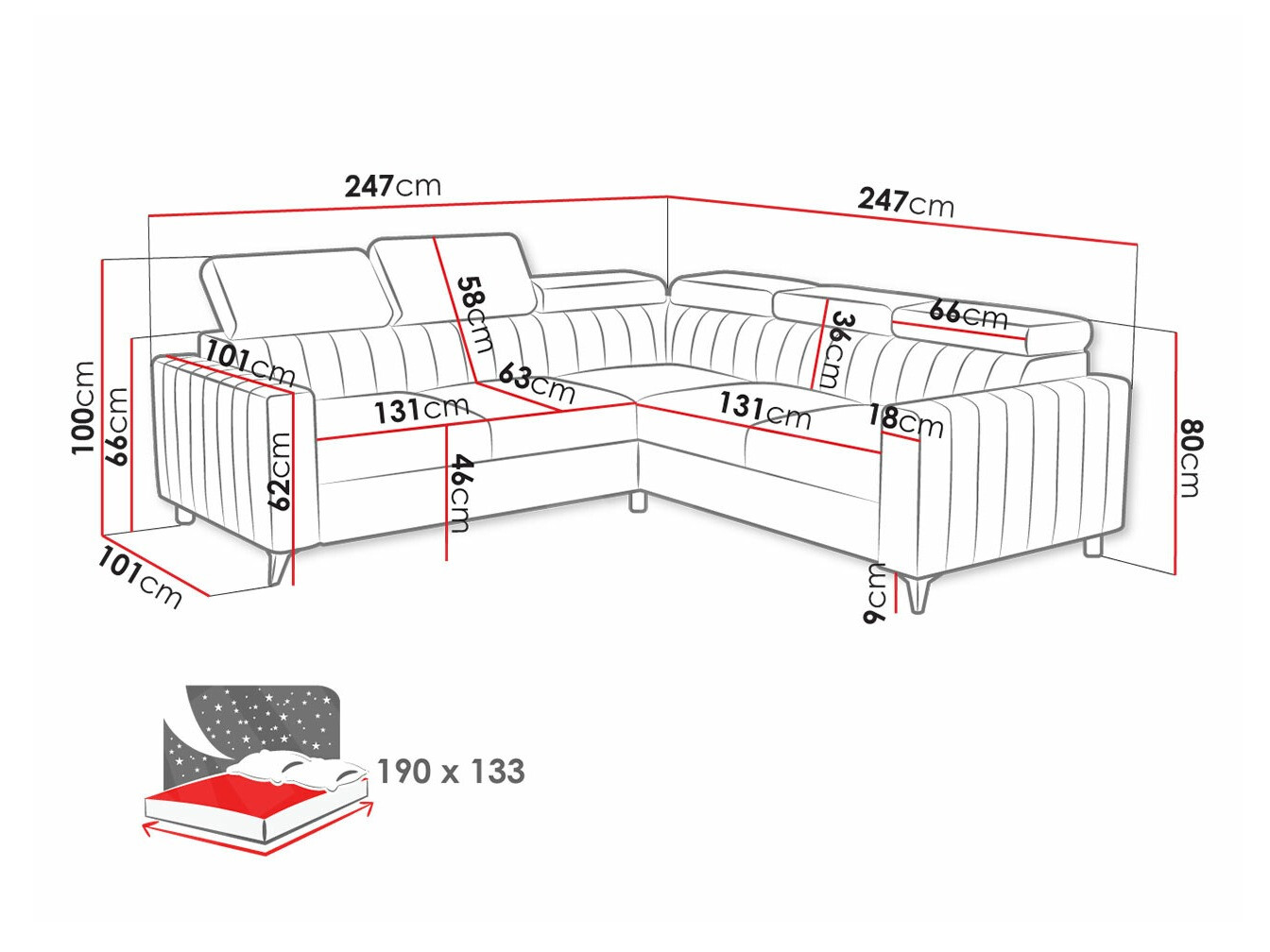 Ugaona sofa Columbus 201 (Velluto 3)