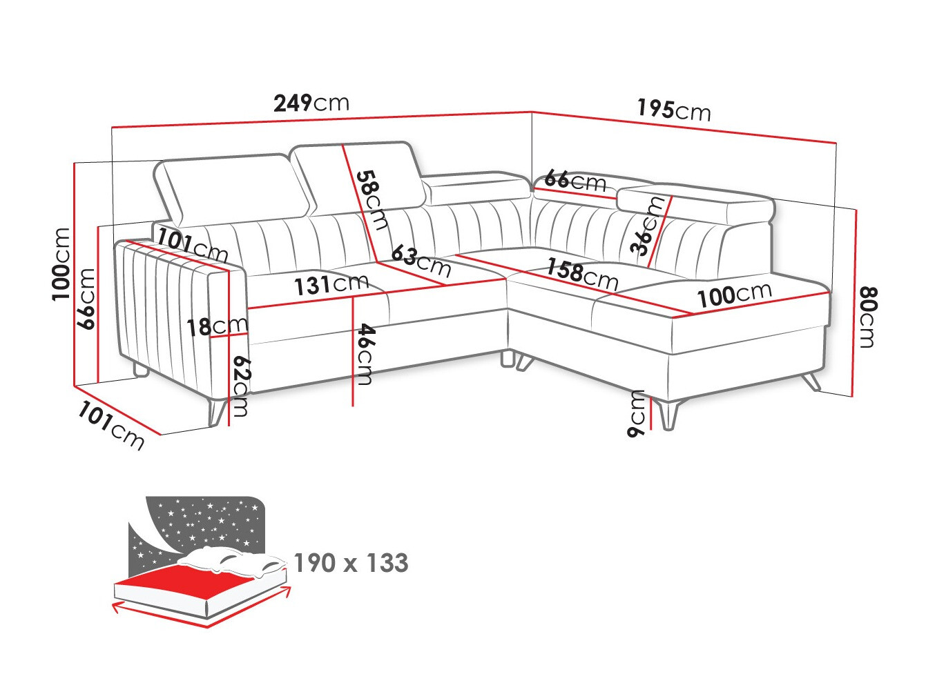 Ugaona sofa Columbus 202 (Velutto 11)