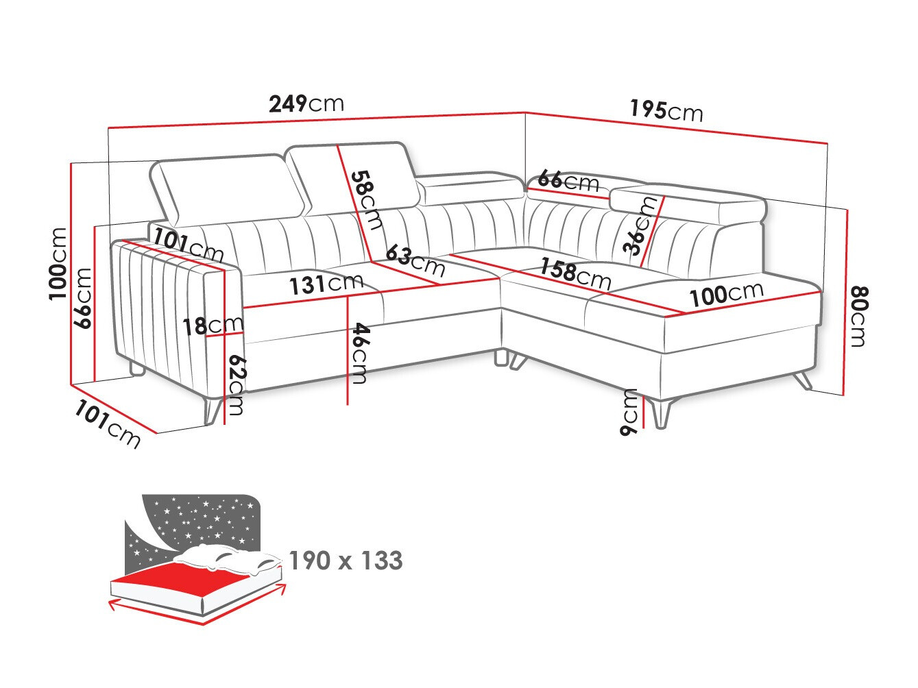 Ugaona sofa Columbus 202 (Velutto 18)