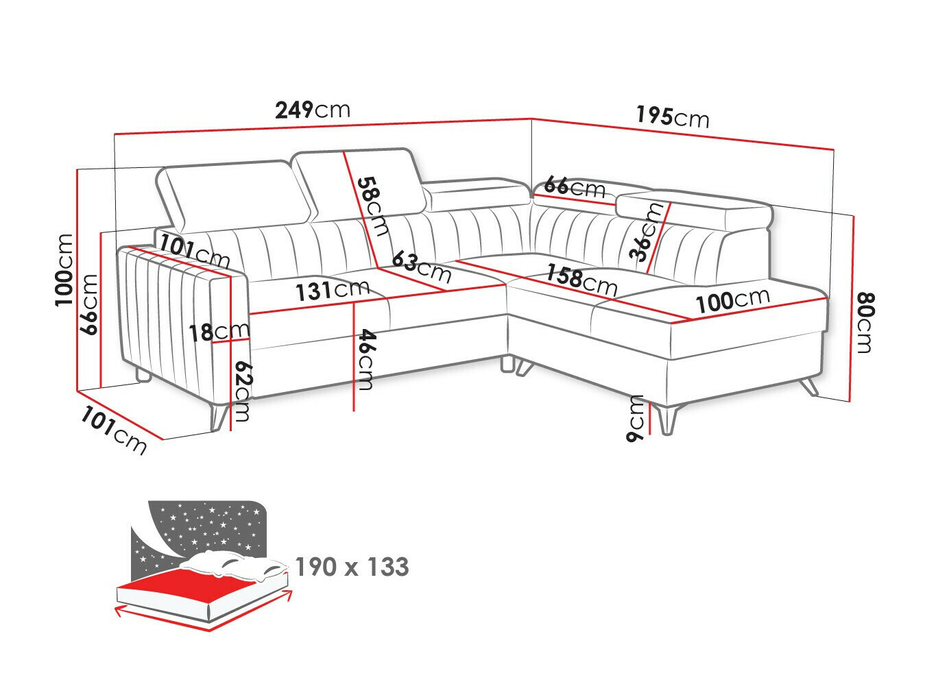 Ugaona sofa Columbus 202 (Velutto 3)