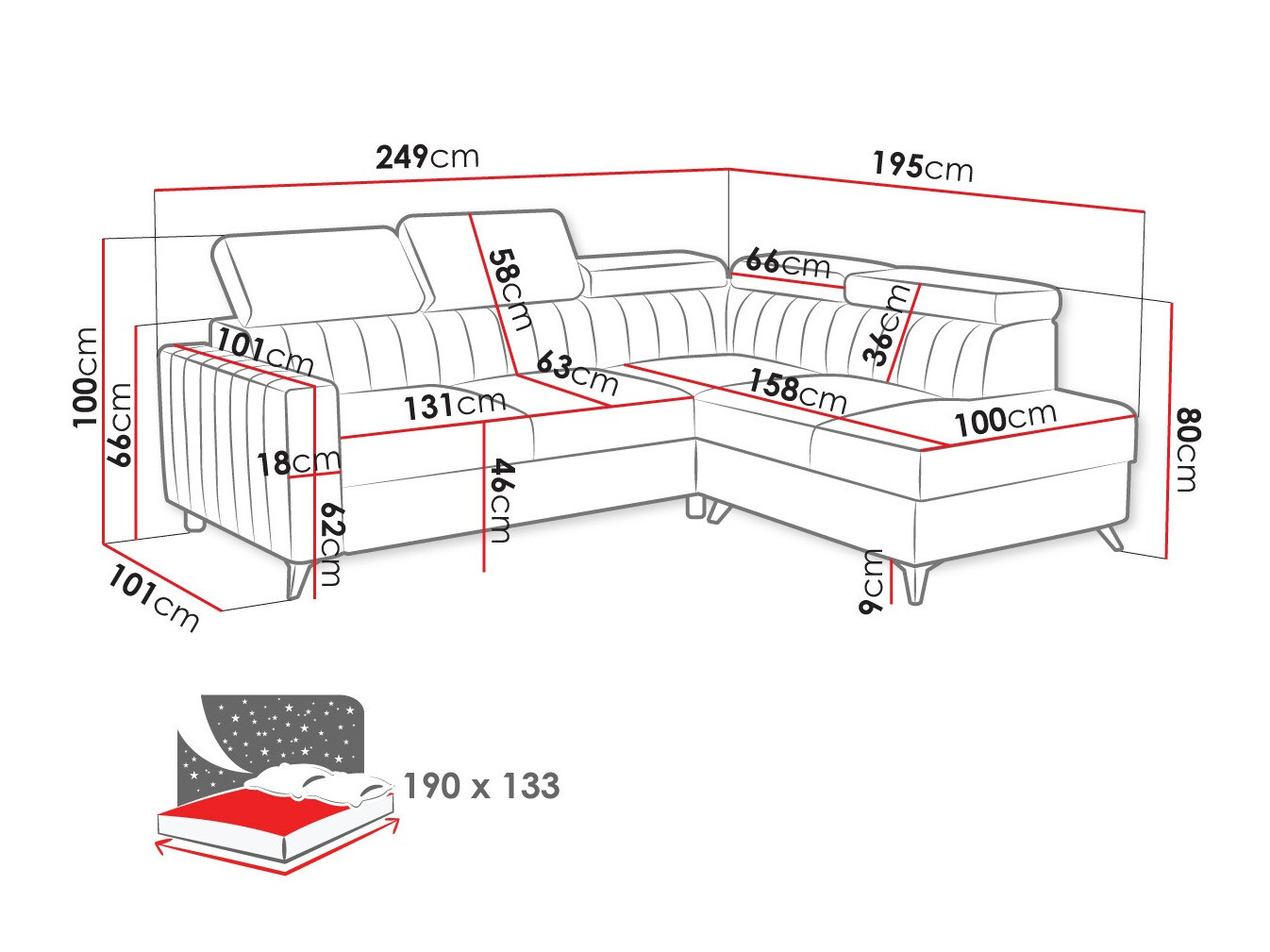 Ugaona sofa Columbus 202 (Velutto 3)