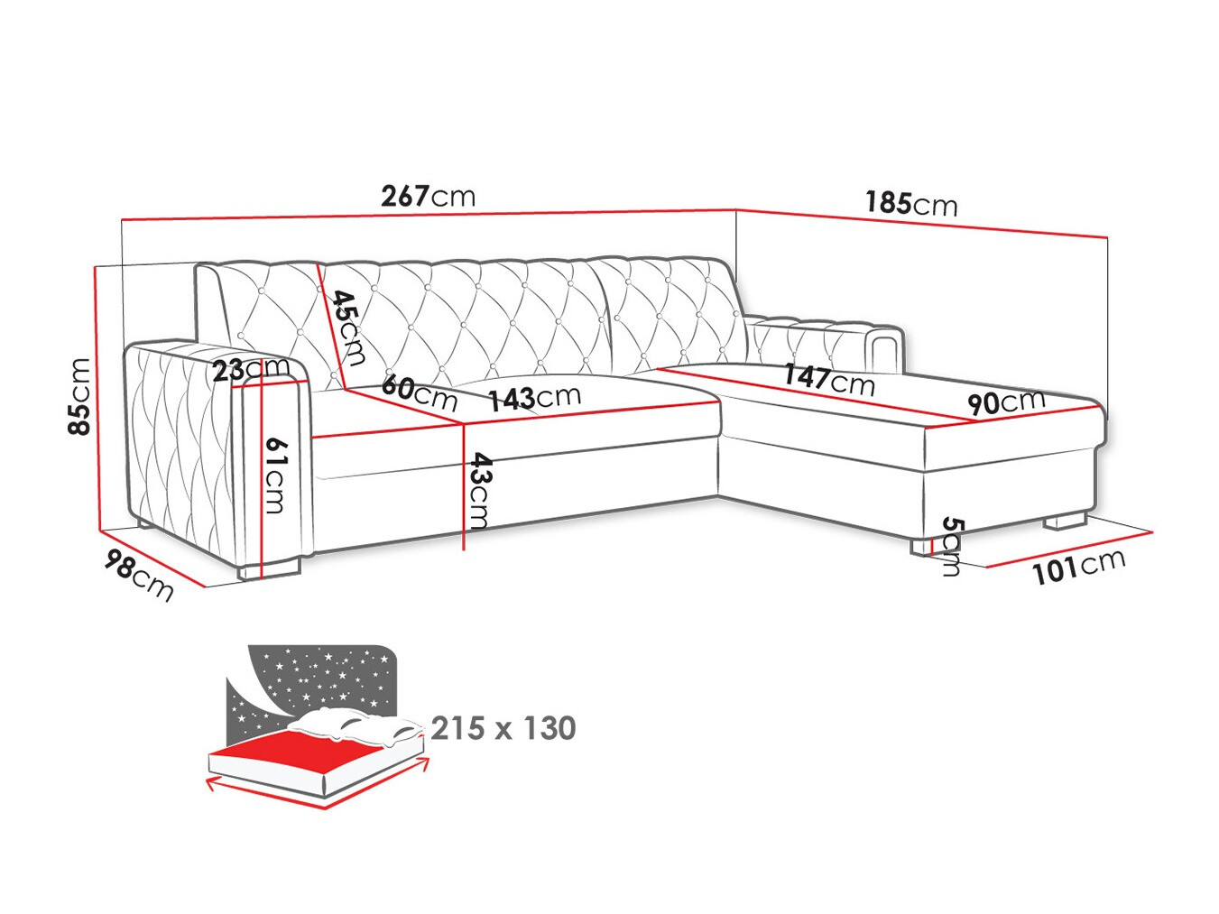 Ugaona sofa Columbus 203 (Kronos 09)