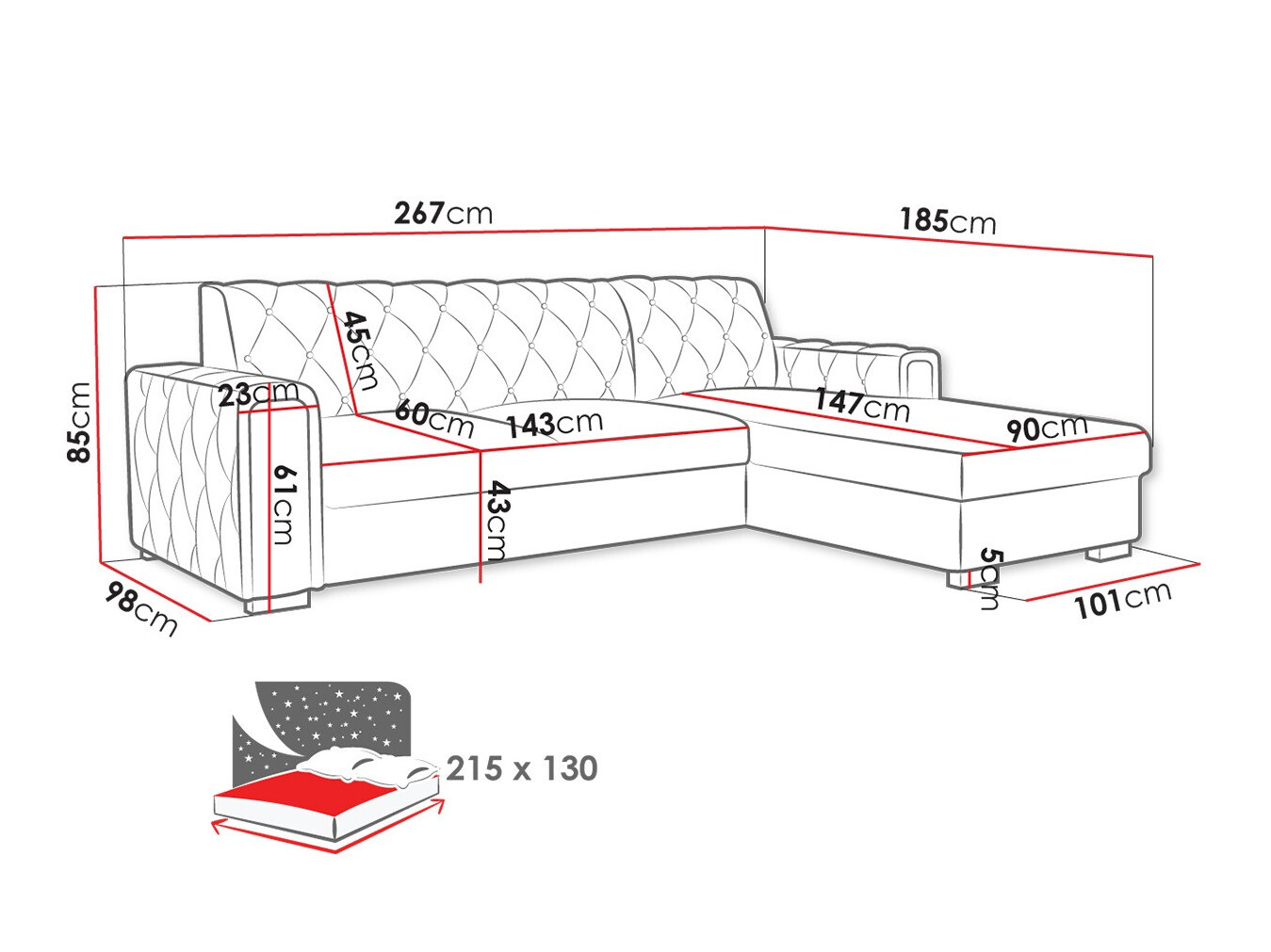 Ugaona sofa Columbus 203 (Kronos 09)
