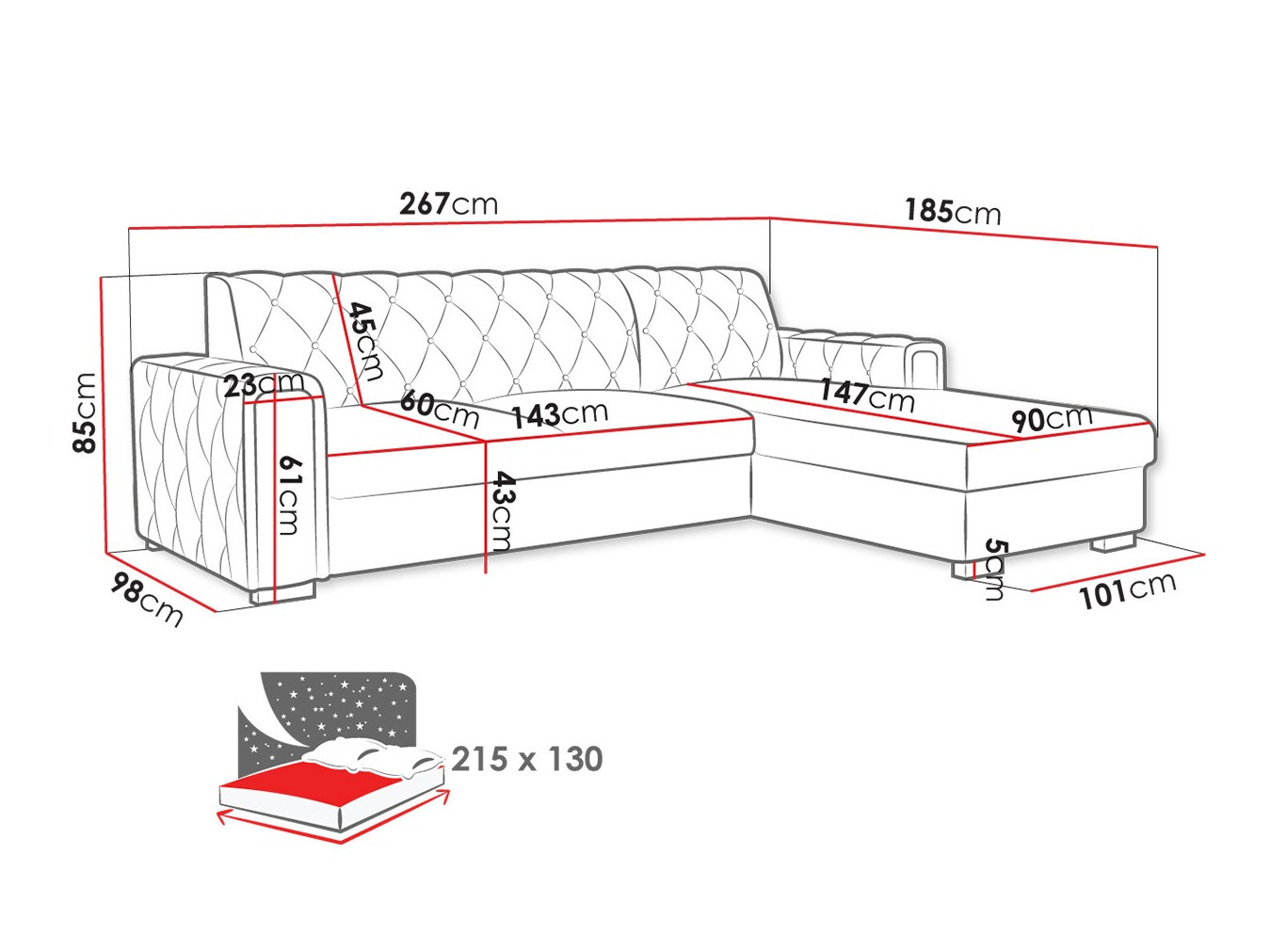 Ugaona sofa Columbus 203 (Kronos 19)