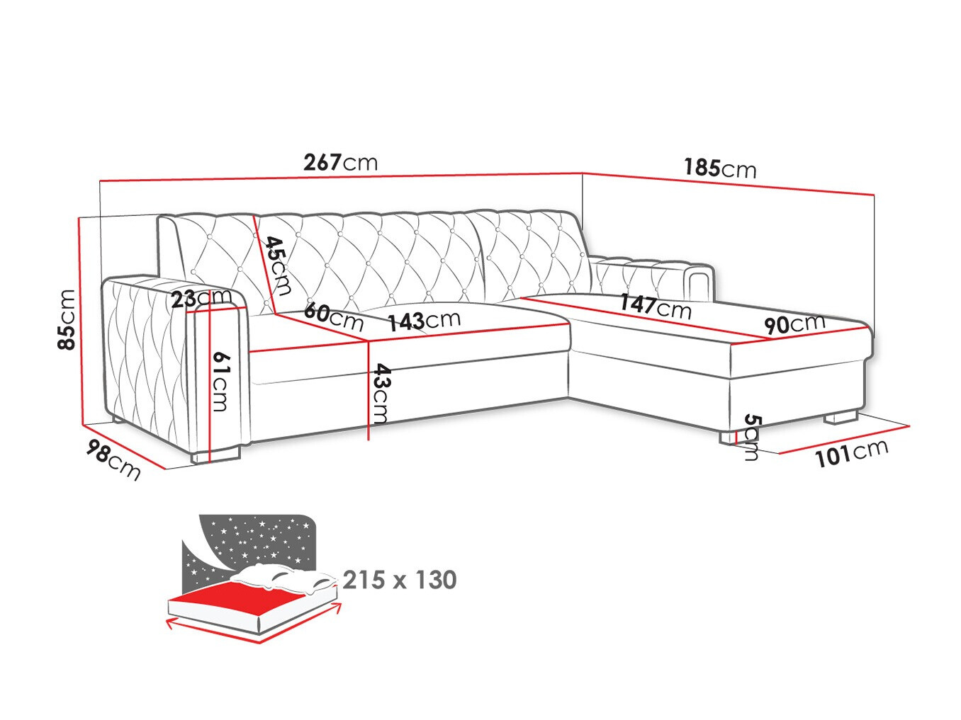 Ugaona sofa Columbus 203 (Kronos 19)