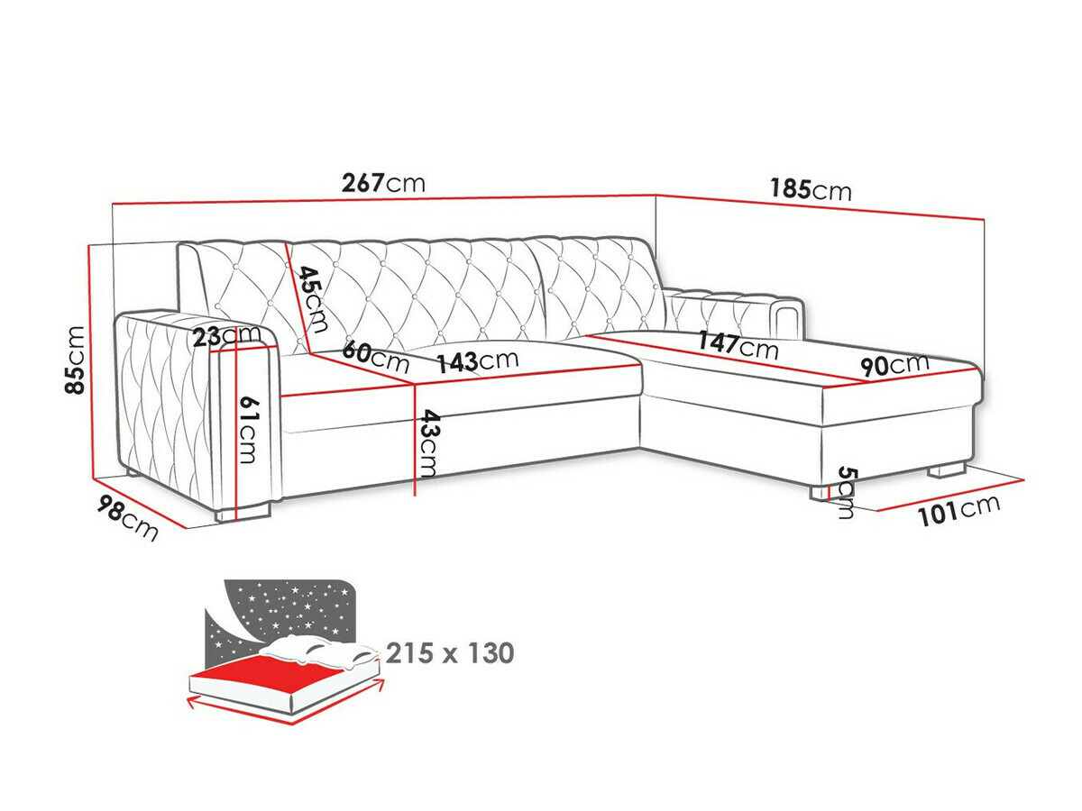 Ugaona sofa Columbus 203 (Kronos 22)