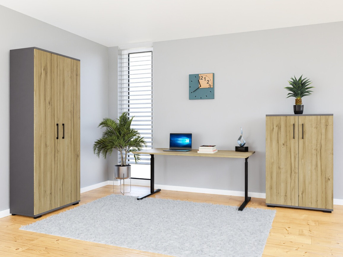 Set za kućnu kancelariju Lartesi 114 (Graphite + Unuk hrast)