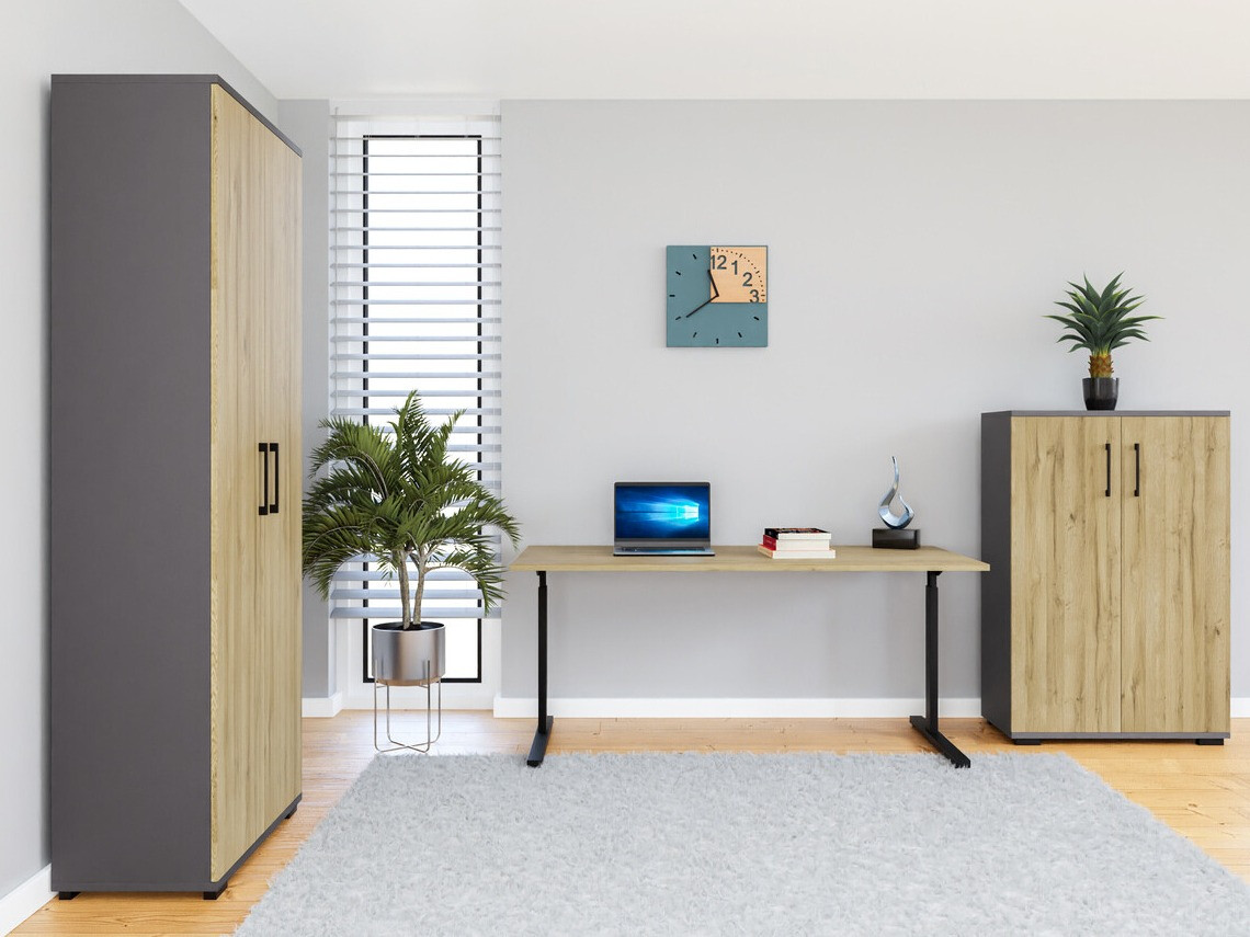 Set za kućnu kancelariju Lartesi 114 (Graphite + Unuk hrast)