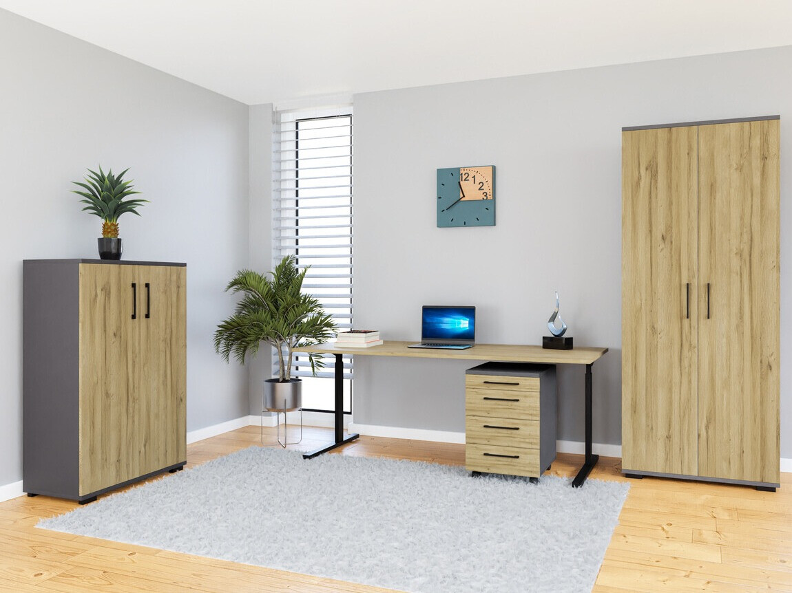 Set za kućnu kancelariju Lartesi 114 (Graphite + Unuk hrast)