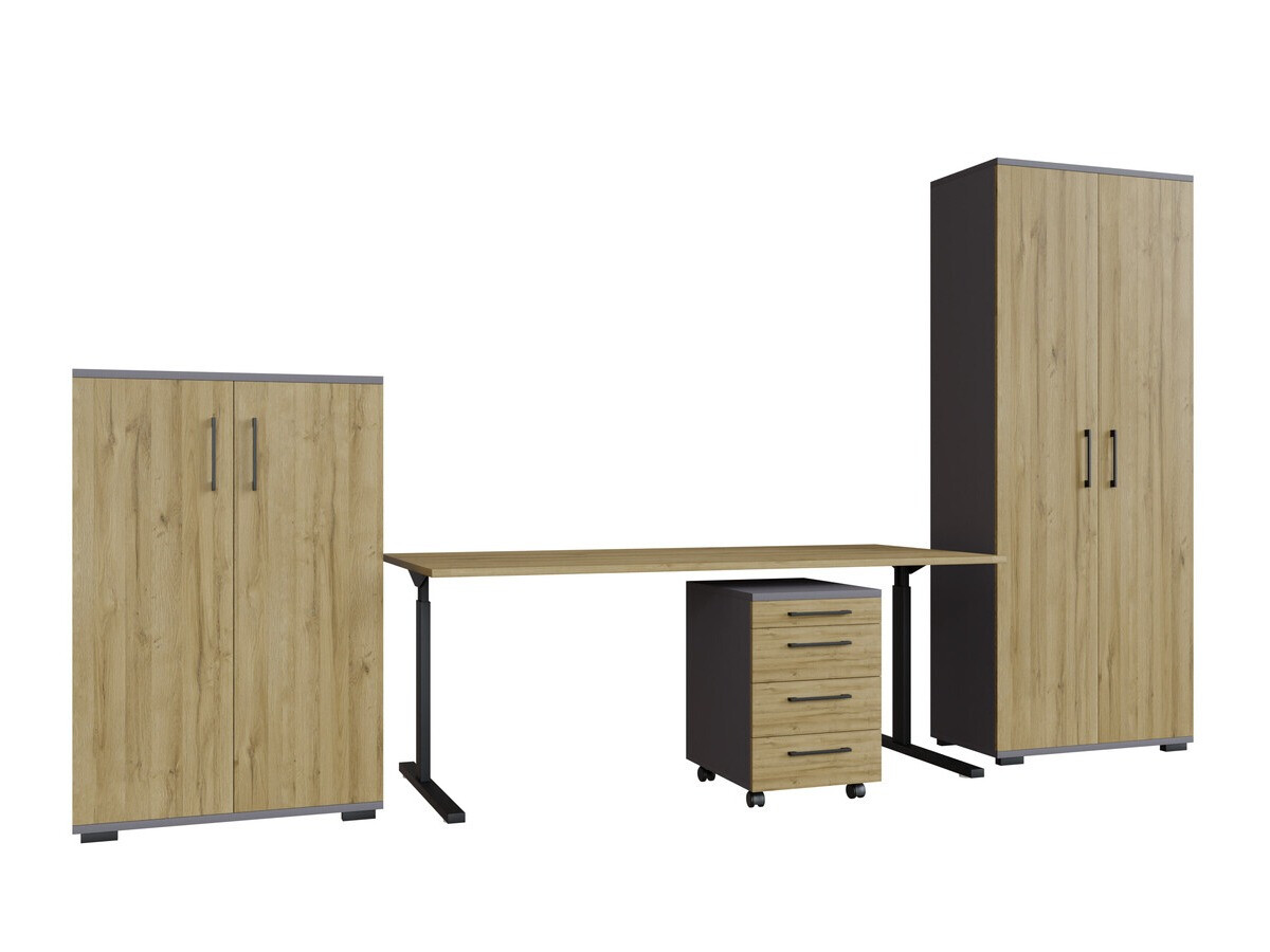 Set za kućnu kancelariju Lartesi 114 (Graphite + Unuk hrast)