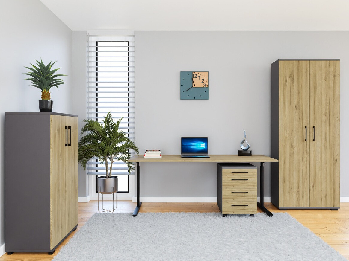 Set za kućnu kancelariju Lartesi 114 (Graphite + Unuk hrast)