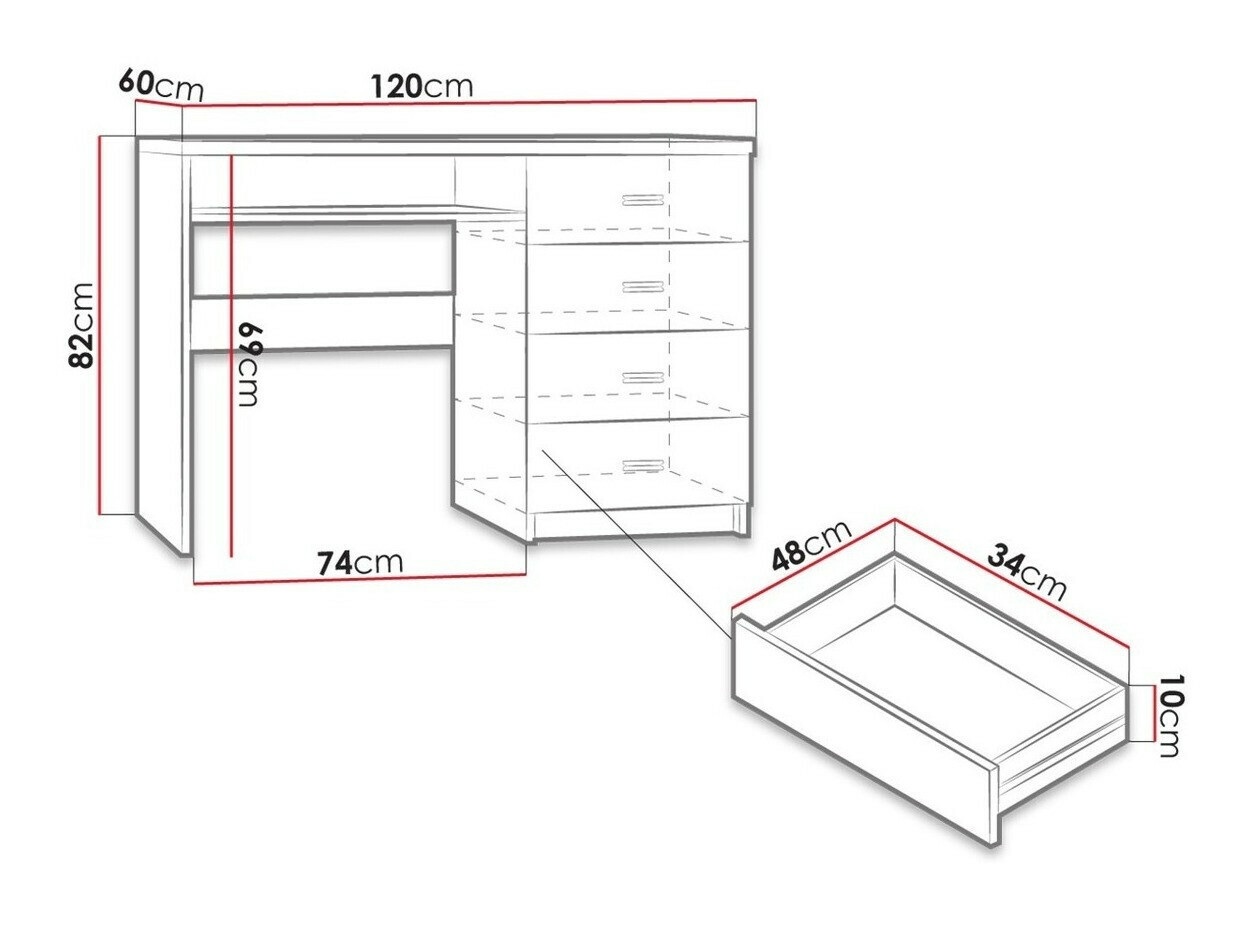 Kancelarijski sto Serfeno 114 (Tamni jasen)