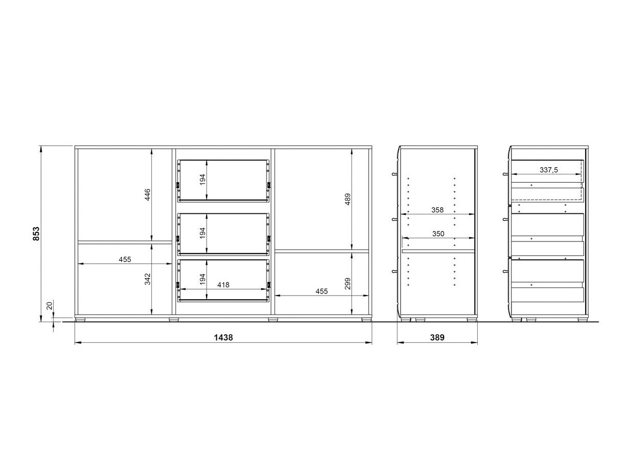 Komoda Livromu 108 (Sjajno belo + Belo)