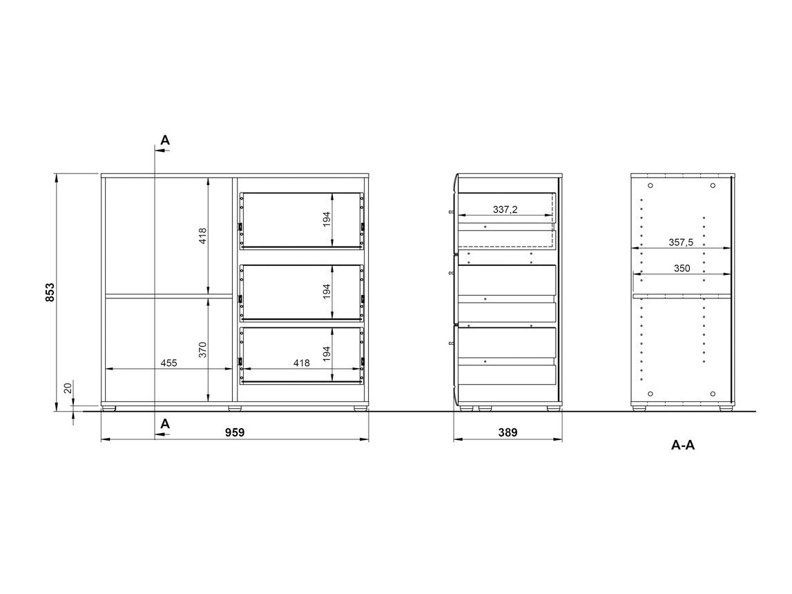 Komoda Livromu 109 (Sjajno belo + Belo)