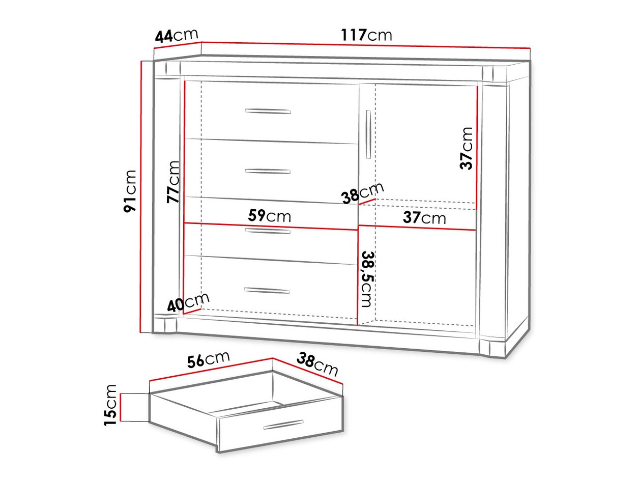 Komoda Lorelie 102 (Sonoma hrast)